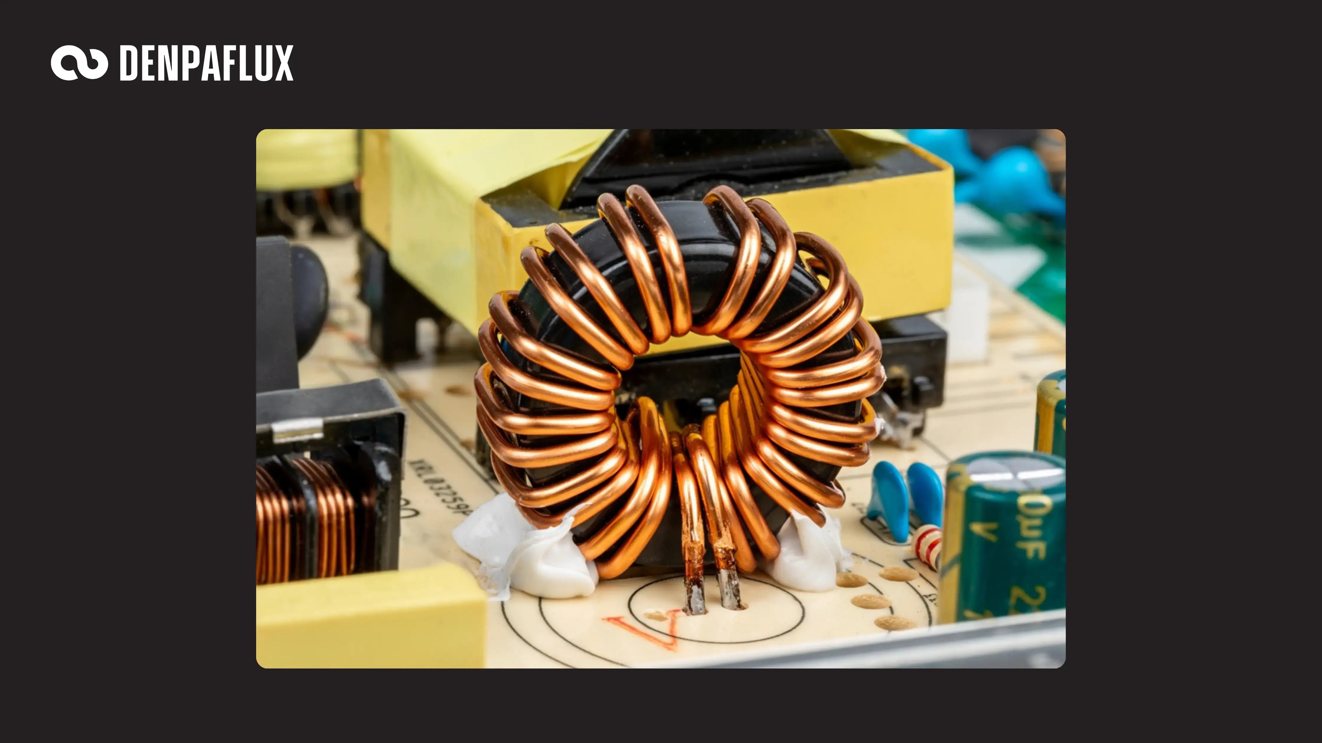 toroidal magnetic core inductor on a power supply board