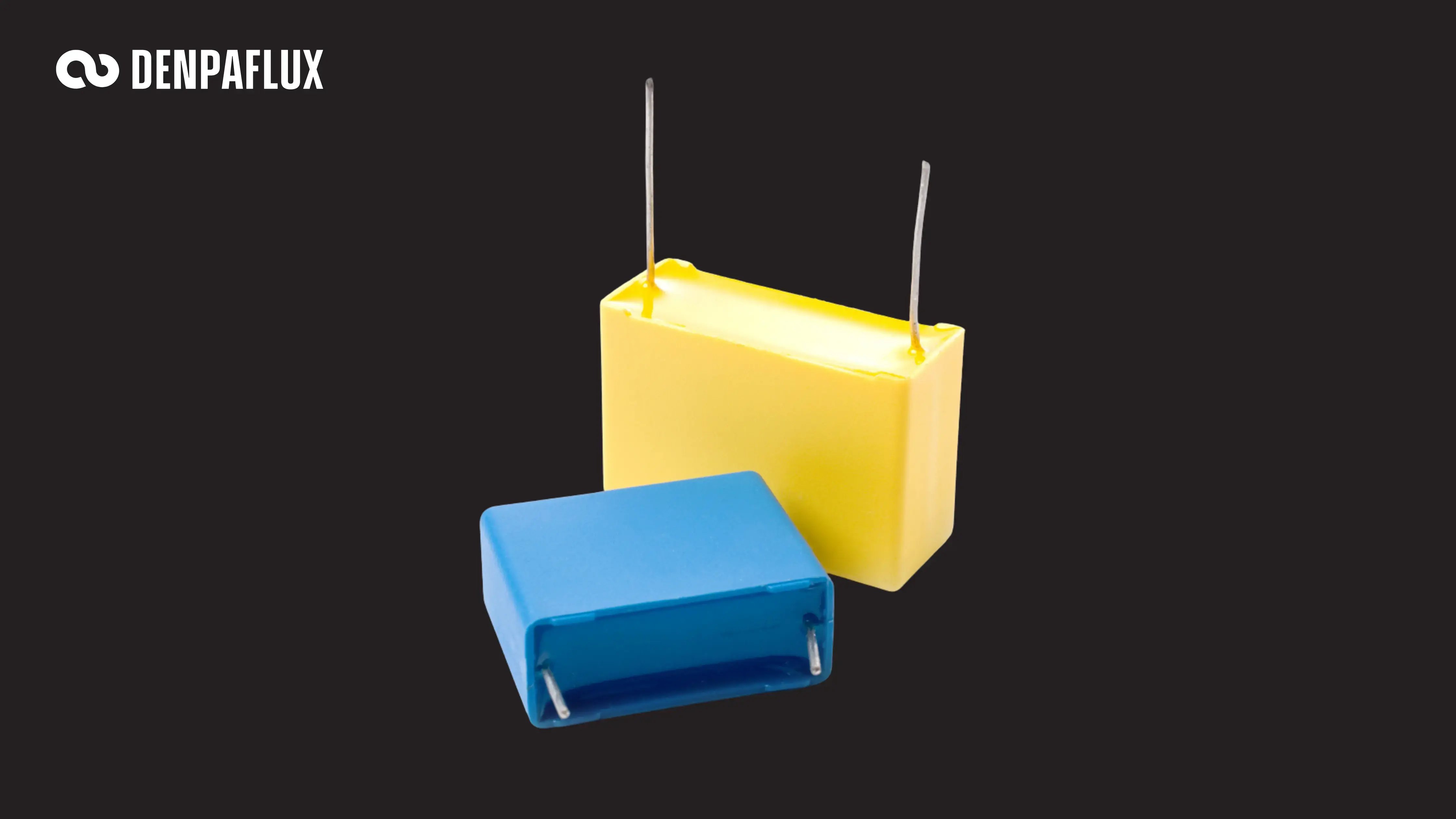 yellow and blue safety-rated capacitors used in a power supply input filter